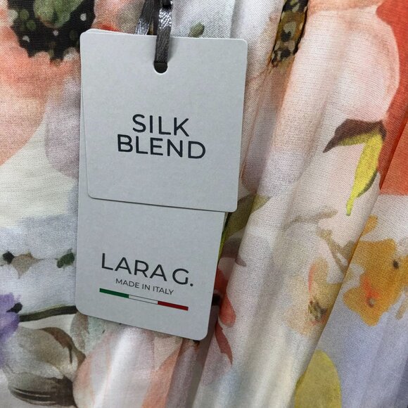 NWT Larag Silk Blend Floral Maxi Dress Size M Sleeveless A-Line Ivory Pink Italy - Picture 6 of 12